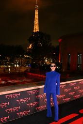 Greta Lee Commands Tron Ares Photocall In Cobalt Suit With Architectural Shoulders