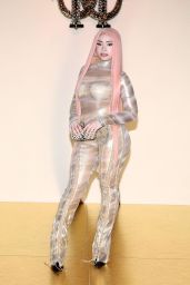 Ice Spice Unveils Gilded Sheer Catsuit at Roberto Cavalli Show