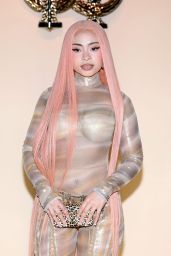 Ice Spice Unveils Gilded Sheer Catsuit at Roberto Cavalli Show