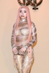 Ice Spice Unveils Gilded Sheer Catsuit at Roberto Cavalli Show