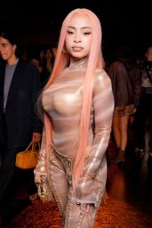 Ice Spice Unveils Gilded Sheer Catsuit at Roberto Cavalli Show