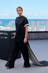 Jennifer Lawrence Debuts Choppy Bangs & Phoebe Philo’s Optical Illusion Gown at San Sebastian Film Festival