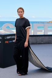 Jennifer Lawrence Debuts Choppy Bangs & Phoebe Philo’s Optical Illusion Gown at San Sebastian Film Festival