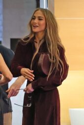 Jennifer Lopez Commands NYC Meeting in Monochrome Burgundy