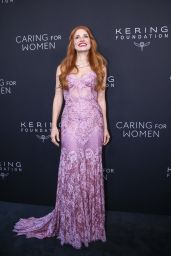 Jessica Chastain Attends Kering Gala in Romantic Pink