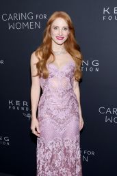 Jessica Chastain Attends Kering Gala in Romantic Pink