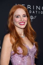Jessica Chastain Attends Kering Gala in Romantic Pink