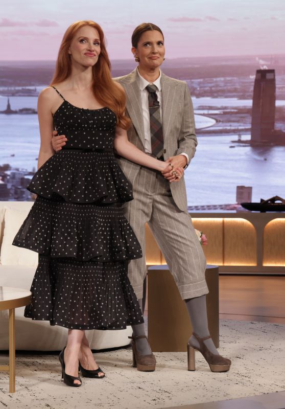 Jessica Chastain Champions Tiered Dots on Drew Barrymore Show