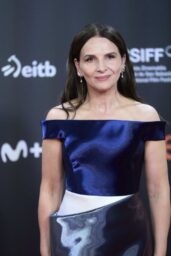 Juliette Binoche Champions San Sebastian With Sculptural Metallic Gown