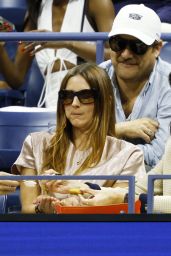 Katie Holmes Champions US Open Leather And Silk Contrast