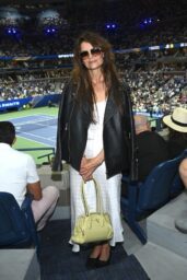 Katie Holmes Champions US Open Leather And Silk Contrast