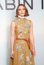 Keira Knightley Unveils The Woman in Cabin 10 Premiere in Embroidered Mustard Grace