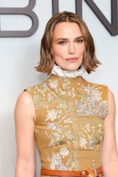 Keira Knightley Unveils The Woman in Cabin 10 Premiere in Embroidered Mustard Grace