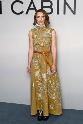 Keira Knightley Unveils The Woman in Cabin 10 Premiere in Embroidered Mustard Grace