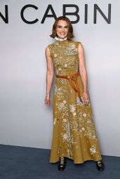 Keira Knightley Unveils The Woman in Cabin 10 Premiere in Embroidered Mustard Grace