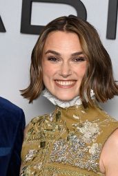 Keira Knightley Unveils The Woman in Cabin 10 Premiere in Embroidered Mustard Grace