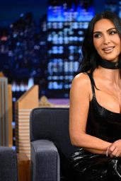 Kim Kardashian Commands Tonight Show In Glossy Latex Noir