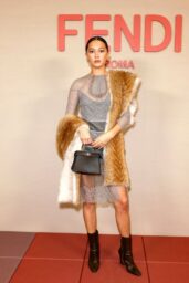 Lily Chee Commands Fendi Show With Sheer Lace and Regal Fur Stole