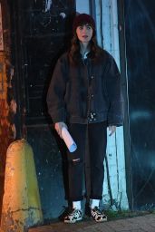 Lily Collins Embodies Gritty London Street Style Filming Close Personal Friends