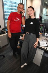 Lily James Attends BGC Charity Day in Pinstripe Ease – London, Sept 11, 2025