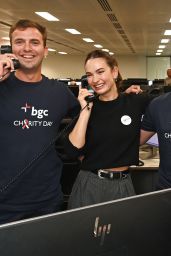 Lily James Attends BGC Charity Day in Pinstripe Ease – London, Sept 11, 2025