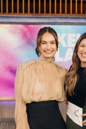 Lily James Elevates Wide-Leg Trousers for TV Appearance 2025