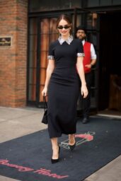 Lily James Unveils Live with Kelly and Mark Studded Mod Sophistication