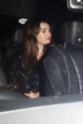 Lily James Unveils Nineties Noir For Chiltern Firehouse In Leather And Wide-Leg Denim