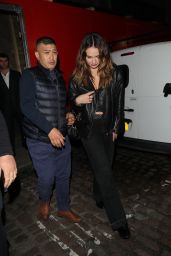 Lily James Unveils Nineties Noir For Chiltern Firehouse In Leather And Wide-Leg Denim