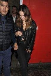 Lily James Unveils Nineties Noir For Chiltern Firehouse In Leather And Wide-Leg Denim