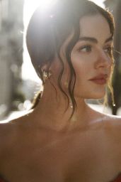 Lucy Hale Embodies September Elegance in Draped Scarlet Ease