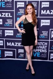 Madelaine Petsch Unveils Watch What Happens Live Gilded Mini Dress