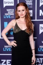 Madelaine Petsch Unveils Watch What Happens Live Gilded Mini Dress