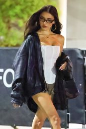 Madison Beer Ignites Kia Forum Off-Duty Look In Corset and Leather