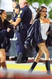 Madison Beer Ignites Kia Forum Off-Duty Look In Corset and Leather