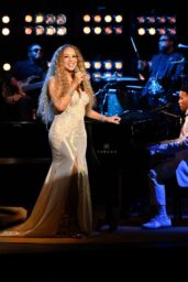 Mariah Carey Channels Grandeur in Beaded Gown for TV Performance 2025
