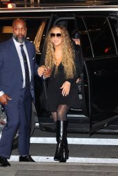 Mariah Carey Selects Pleated Black Mini Dress for New York Night 2025