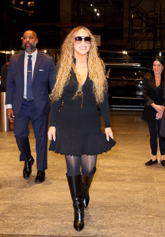 Mariah Carey Selects Pleated Black Mini Dress for New York Night 2025
