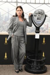Maura Tierney Commands Empire State Building in Grey Tailoring