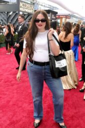 Megan Stalter Unveils Asymmetric Claret Cape Old Hollywood Glamour