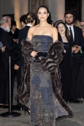 Nathalie Emmanuel Commands Armani Show Spring 2026 In Fur & Jacquard