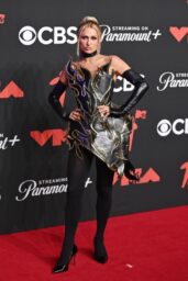 Paris Hilton Unveils Cyber Flame Couture at 2025 VMAs in Elmont