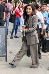 Rachel Zegler Braless Power Suit Turns Heads at London Vinyl Signing