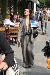 Rachel Zegler Braless Power Suit Turns Heads at London Vinyl Signing