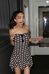 Rachel Zegler Debuts Retro Polka Cool Leaving “Evita” at London Palladium