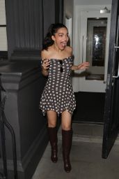 Rachel Zegler Debuts Retro Polka Cool Leaving “Evita” at London Palladium