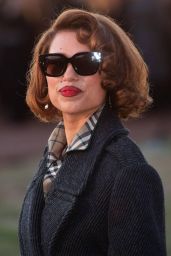 Raye Unveils Neo-Noir Elegance at the Burberry Show