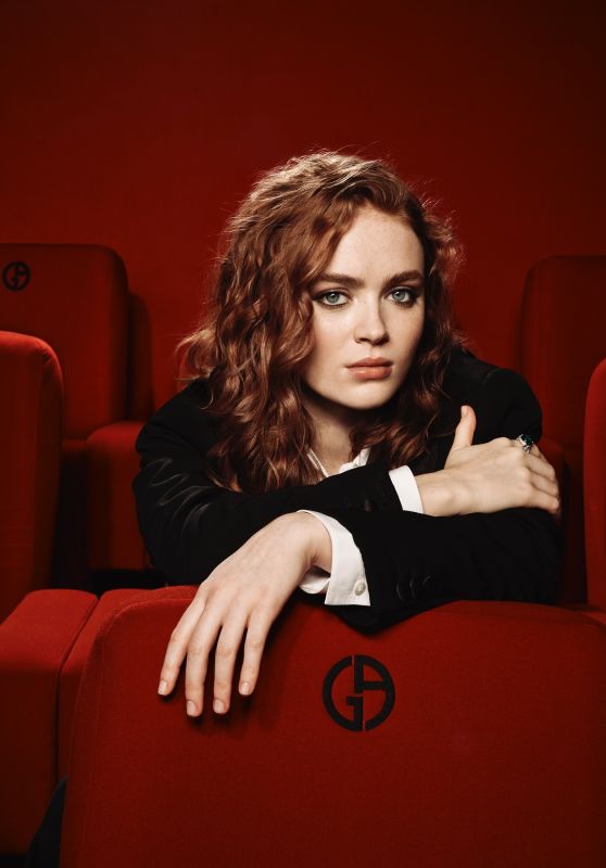 Sadie Sink Embodies Armani Cinema in Leaned-Back Noir Ease