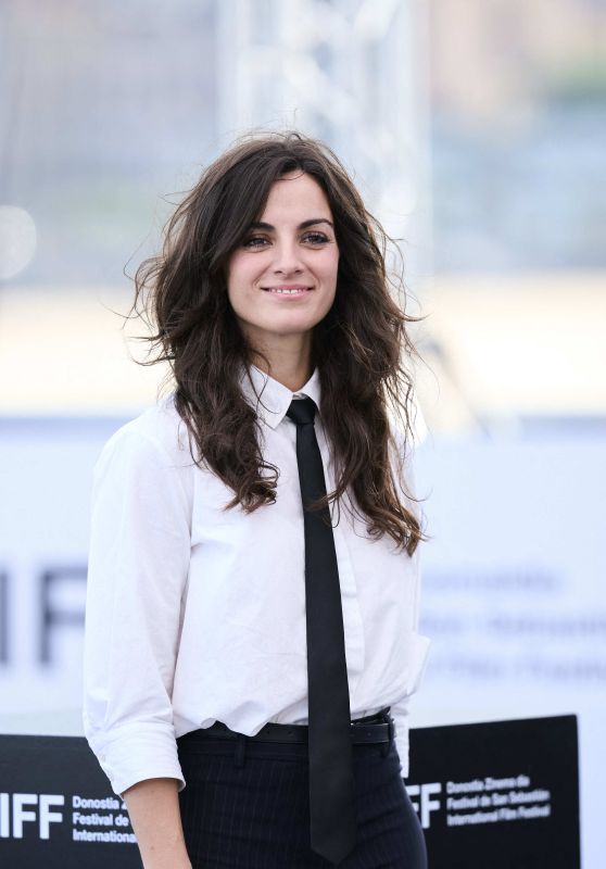 Silvia Acosta Champions San Sebastián Photocall in Tailored Skirt-Pants Precision