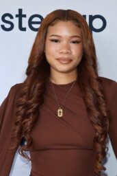 Storm Reid Unveils a Sculptural Cape Dress for Fall 2025